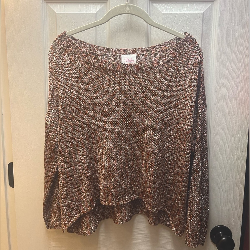 Parker Colorful Shimmer Oversized Knit Sweater, Women’s Small